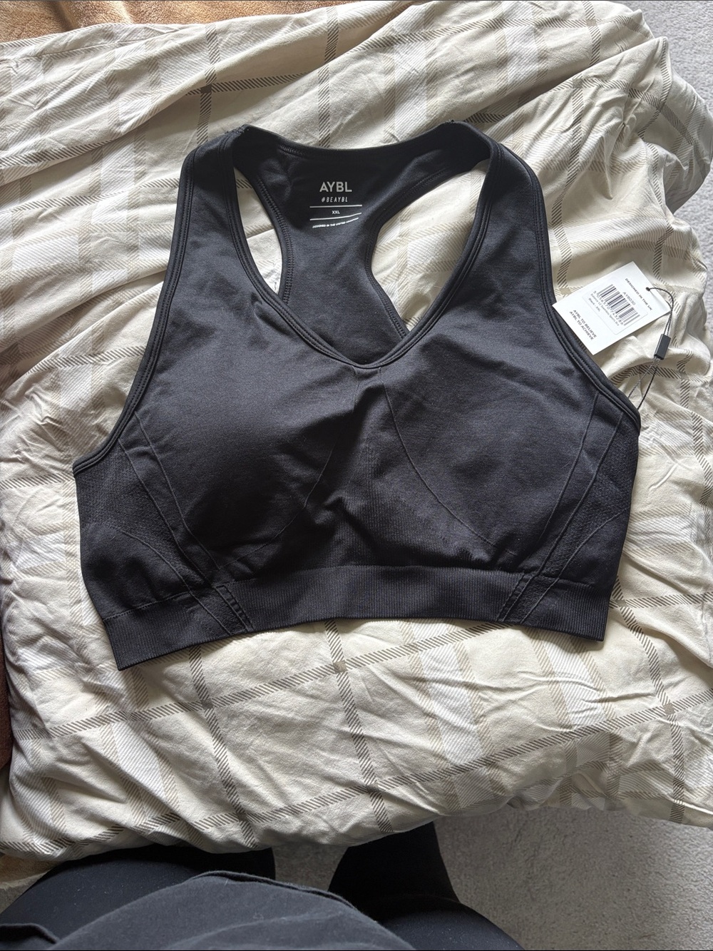 AYBL Black High-Support Racerback Sports Bra